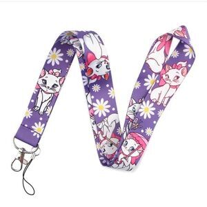 New! Disney's Marie from the Aristocats Lanyard Badge Holder Purple!